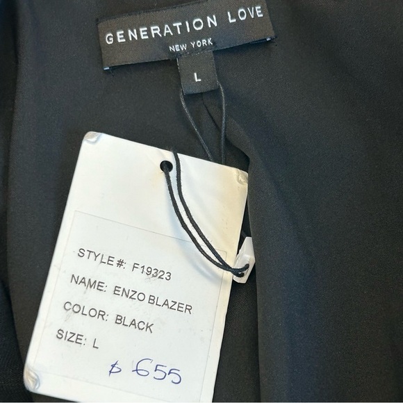 GENERATION Love black leather sleeve Enzo blazer Sz L NWT - Picture 8 of 14